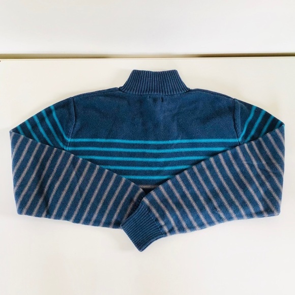 Carbon Striped Navy Pull Over Zip Up Men’s Sweater XL - Picture 8 of 9